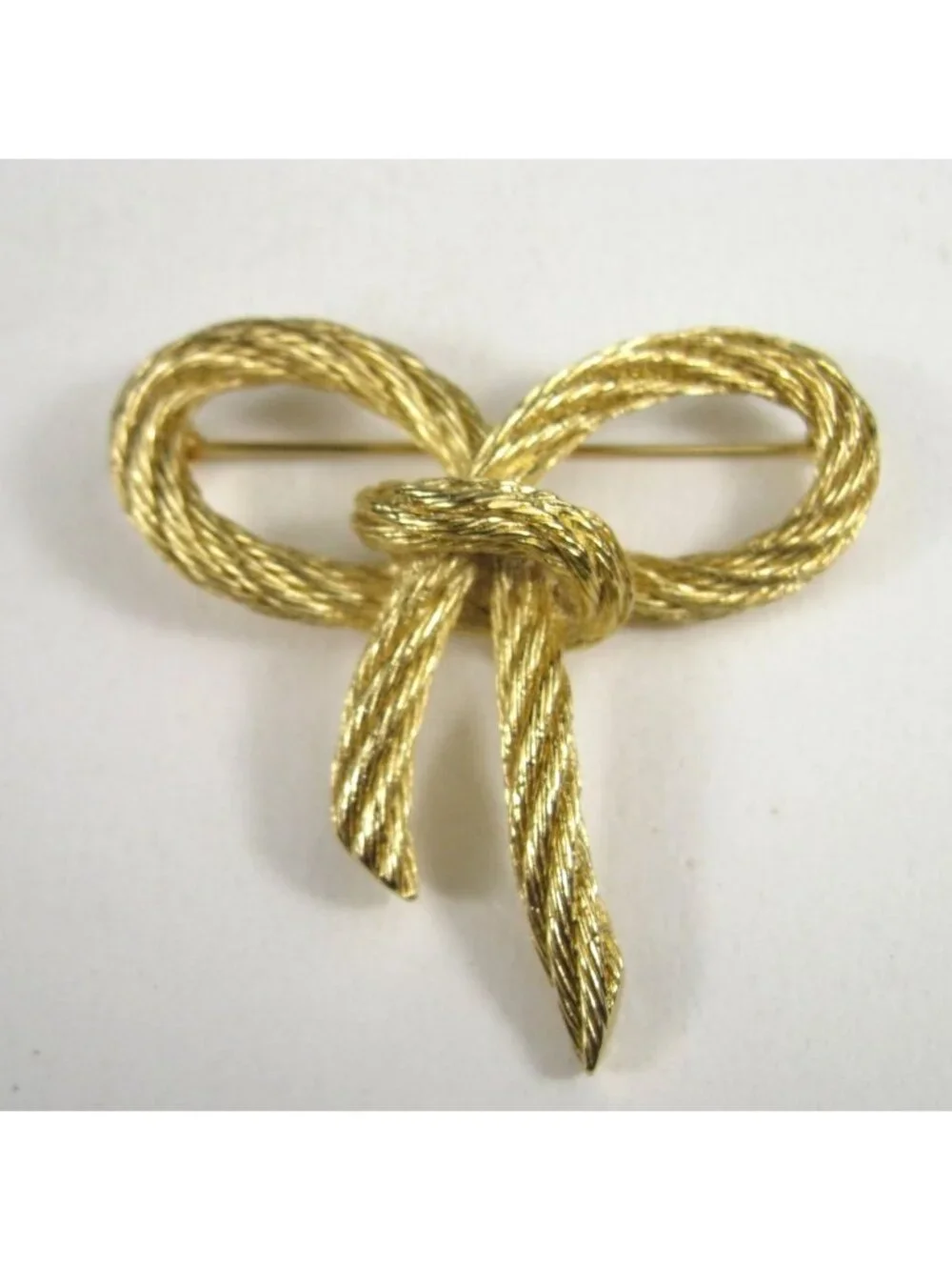 Christian Dior 1980s Vintage Gold Twist Rope Bow Brooch Pin Large Couture Runway